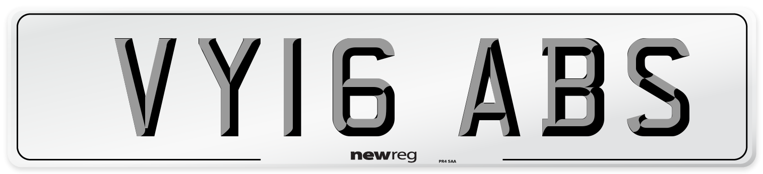 VY16 ABS Number Plate from New Reg
